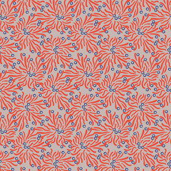 Sea anemones seamless vector pattern. Decorative marine surface print design. For fabris, stationery, and packaging.