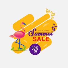 Special offer summer sale banner design template isolated on white background