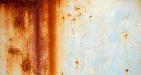 Rusty metal background,white and rusted walls rusted,Rusted white painted metal wall.