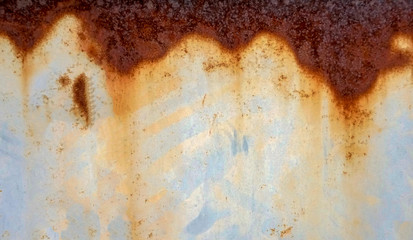 Rusty metal background,white and rusted walls rusted,Rusted white painted metal wall.