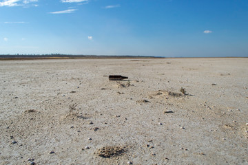 debris at the bottom of the dried estuary