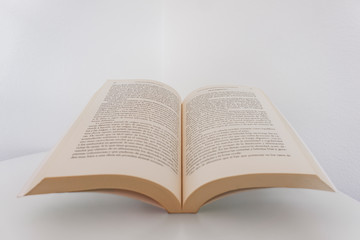 Fototapeta na wymiar reading an open book on white background