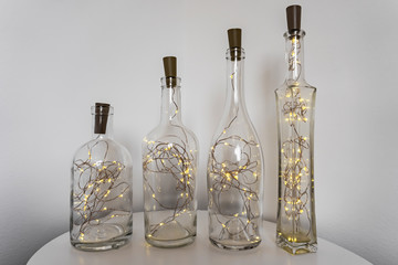 decoration lights in glass bottles