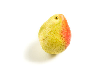 Ripe fresh pear on a white isolated background. Dietary food. Vegetarianism.