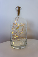 decoration lights in glass bottle