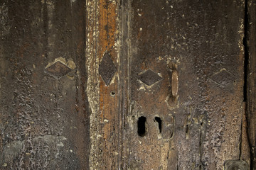 Old abandoned wooden door