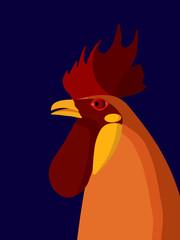 rooster on a blue background