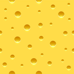 Seamless Pattern Realistic Cheese Texture Background WIth Holes Vector