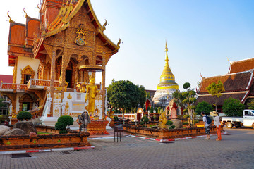Naklejka premium A beautiful view of buddhist temple at Chiang Mai, Thailand.