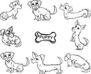Fototapeta premium Dog Emotions Cartoon Illustration Set