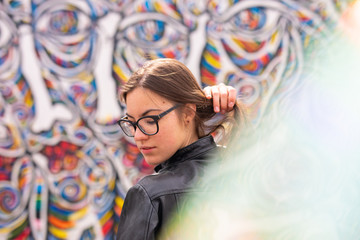 schöne Frau in der Stadt Berlin