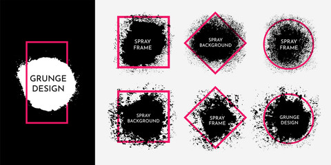 Grunge banners set. Black paint. Vector background for text. Spray. Urban concept. Element for design poster, cover, invitation, gift card, flyer, social media, promotion.