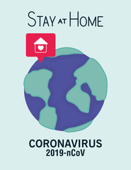 Coronavirus 2019 nCov stay at home and world vector design