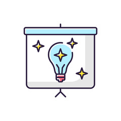 Showing RGB color icon. Corporate presentation of innovative idea. Smart solution for performance optimization. Business mission on billboard screen. Finalized result. Isolated vector illustration