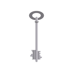 Silver retro key illustration. Mechanism, protection, safety. Houseware concept. illustration can be used for topics like home, security