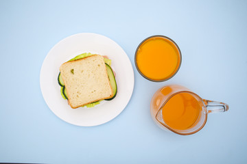 Sandwich on the table for breakfast 