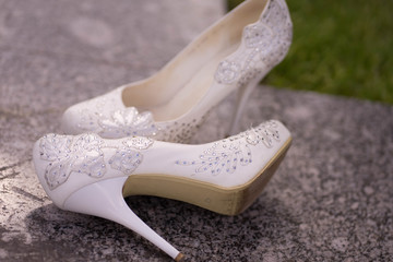 Obraz premium white high heel women shoes