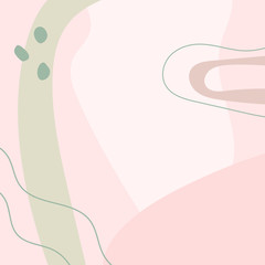 Stylish modern template with abstract shapes drawn by hand. Square vector illustration.