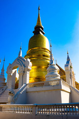 Naklejka premium A beautiful view of buddhist temple at Chiang Mai, Thailand.