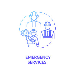 Emergency service concept icon. Medical help. Ambulance thin line illustration. Firefighter department. Technical rescue. Vector isolated outline RGB color drawing