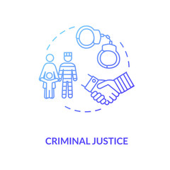 Criminal justice concept icon. Social service and legal consulting idea thin line illustration. Inmates rehabilitation program. Vector isolated outline RGB color drawing