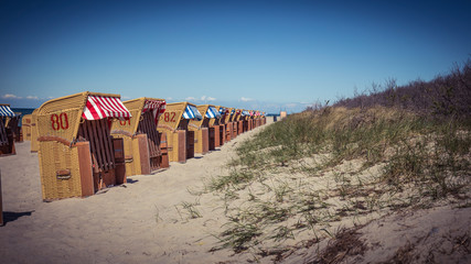 beach baskets on the beach of baltic sea