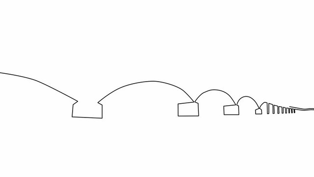 Self-drawing a simple animation of one continuous drawing of one line of a viaduct bridge.
