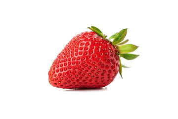 Tasty red strawberry isolated on white background. Summer berry