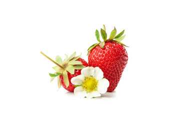 Tasty red strawberry isolated on white background. Summer berry