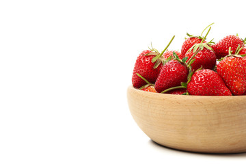 Bowl with tasty strawberry isolated on white background. Summer berry
