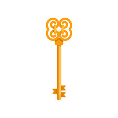 Golden old key illustration. Mechanism, protection, safety. Houseware concept. illustration can be used for topics like home, security