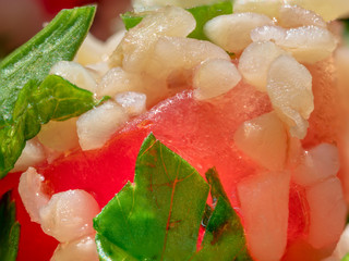 Close up view to Middle East tabouleh appetizer