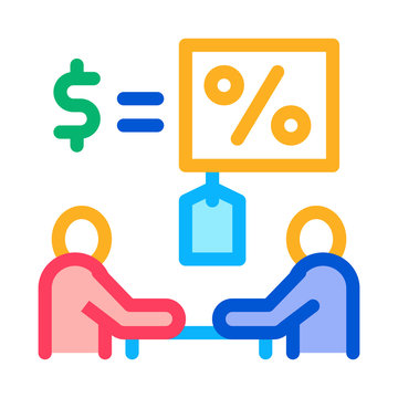 negotiation table interest and money icon vector outline illustration
