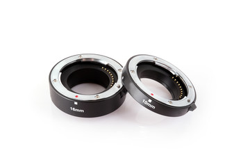 Macro rings for the camera isolated on white background