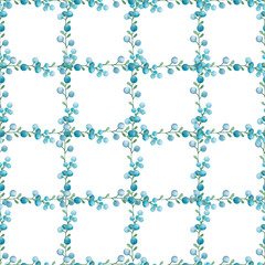 Seamless texture a cage made of twigs and berries of blueberries