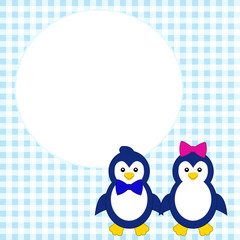 Cute penguins  message greeting card.