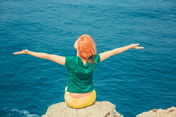 Travel to the sea, freedom enjoyment concept.