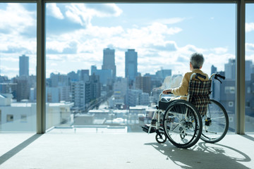 Senior woman in wheelchair