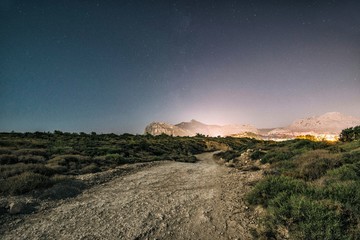 Fototapeta na wymiar Night landscape photo of Kolymbia in Rhodes Greece