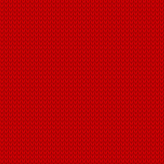 Knitted red pattern. Seamless knitted fabric. Realistic knit texture vector seamless pattern. Endless texture for wallpaper. Pattern can be used as background, wrapping paper, surface texture
