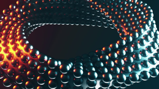 Futuristic abstract twisted geometry spinning in a seamless loop. Alpha and Z-depth channels included.