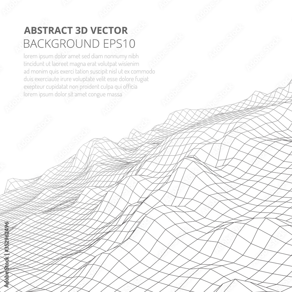 Poster abstract background in the style of low poly design. 3d landscape in virtual reality. space for text