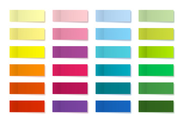 Realistic sticky notes collection. Post note stickers. Colorful sticky paper sheets. Vector illustration.