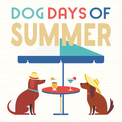 Dog days of summer comic cartoon vector poster