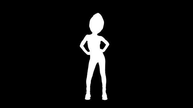 Stop motion animation funny puppet character pin-up girl with isolated mask. Ideal for gif design 
