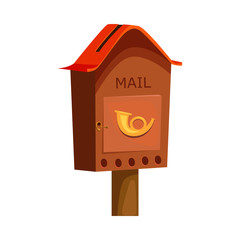 Old-fashioned mailbox with horn. House, information, outdoor. Can be used for topics like advertising, post, communication