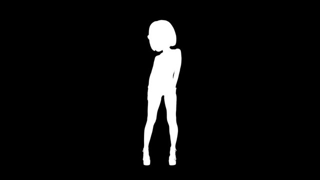 Stop motion animation funny puppet character girl with isolated mask. Pink hair. Ideal for gif design 