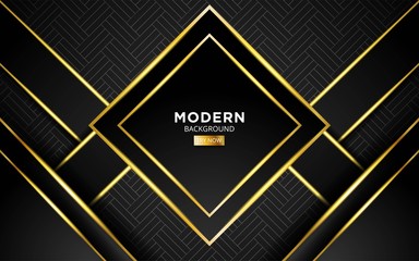 modern dark abstract future technology vector background banner with golden light line in geometric texture.