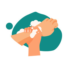 Intensive handwashing illustration. Water, soap, cleaning. Hygiene concept. illustration can be used for healthcare, purity, skincare, hygiene