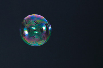 Beautiful rainbow soap bubble on a black background